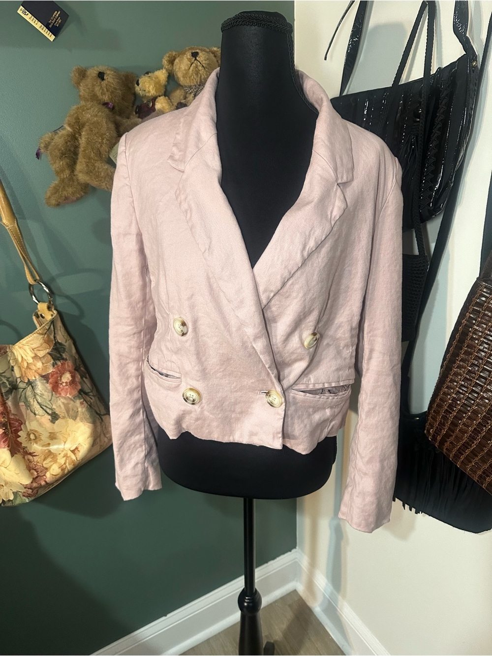Maeve Anthropologie Linen Blend Blazer Womens Medium Petite